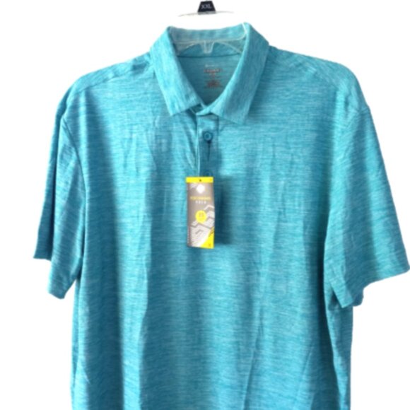 Member’s Mark Men’s Polo Shirt Sz XL NWT Heather Turquoise 4-Way Stretch UPF - Picture 4 of 14